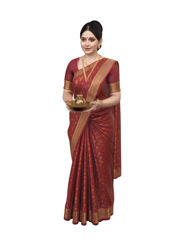 3D model for Red Saree with Diya