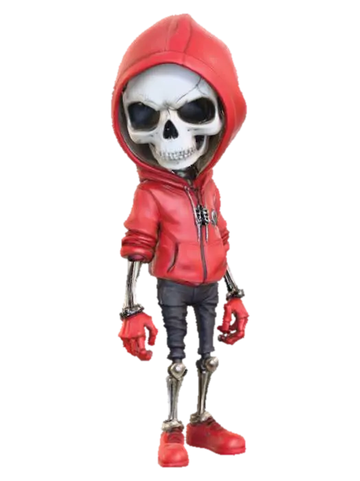 Skelly in a Hoodie - Streetwear 3D model, vytvořený pomocí AI