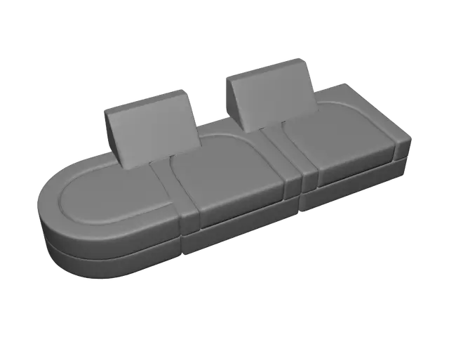 3D model for Pink Velvet Modular Sofa