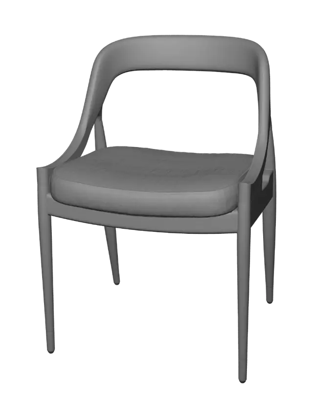 3D model for Curved-Back Wooden Chair