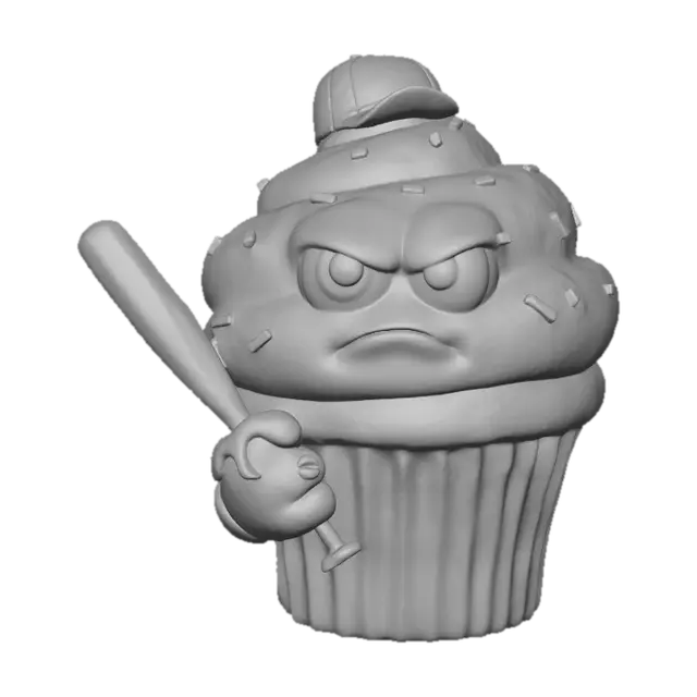 3D model for A angry cupcake holding a baseball bat