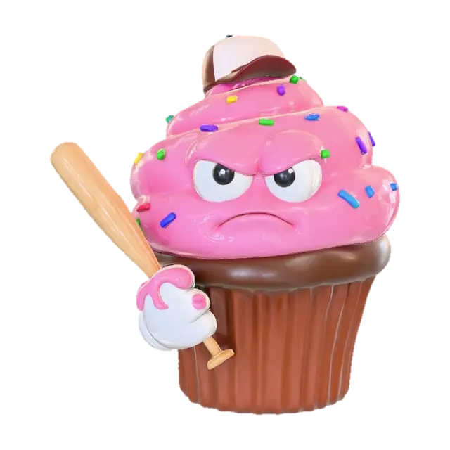 3D model for A angry cupcake holding a baseball bat