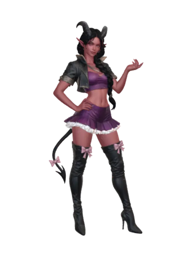 Tiefling Street Witch 3D - Braid 3D model, AI generated