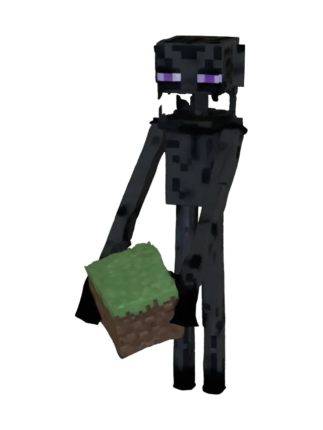 3D model for Enderman with Grass Block