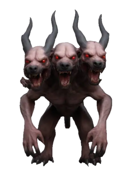 ultra-realistic 3D game asset of a two-headed hellhound with a muscular, hairless body. The… - Twoheaded AI 생성 3D 모델