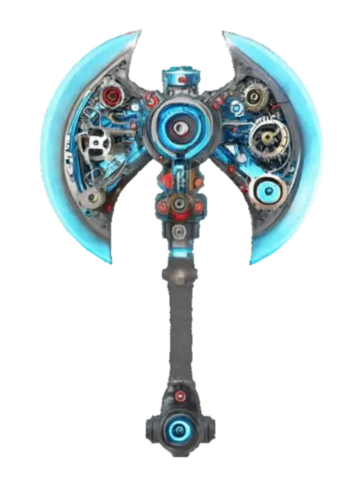 Cybernetic Axe - Chronoforgeweapon 3D model, vytvořený pomocí AI