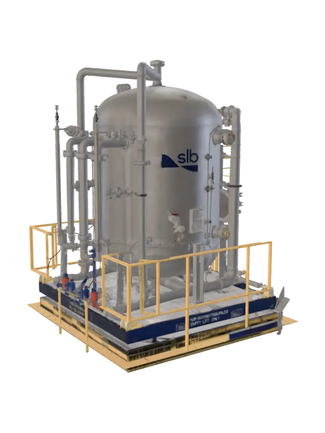3D model for Industrial pressure vessel on a yellow safety platform