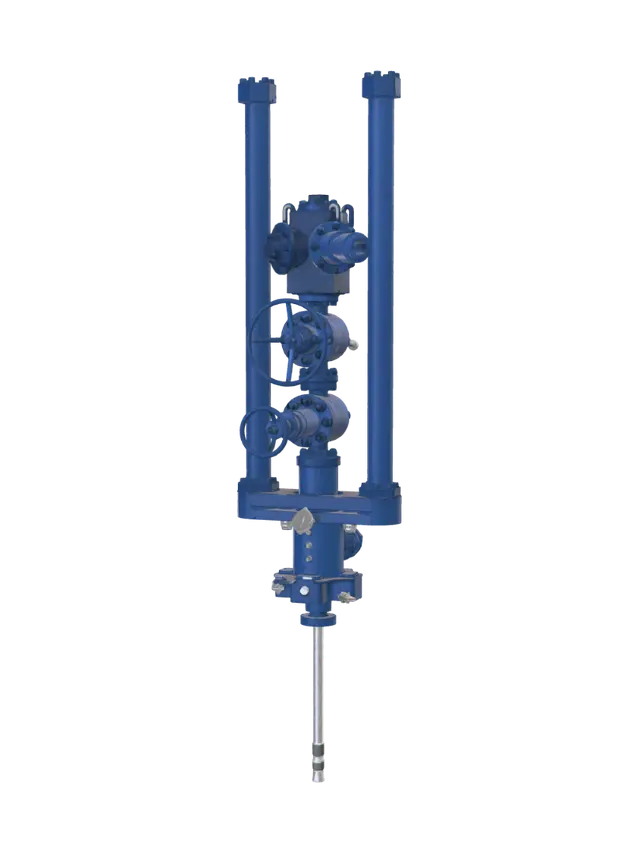 Blue industrial valve assembly 的 AI 生成 3D 模型