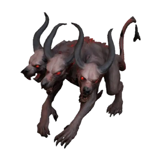 ultra-realistic 3D game asset of a two-headed hellhound with a muscular, hairless body. The… - Twoheaded AI 생성 3D 모델