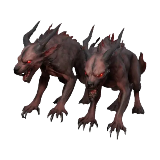 ultra-realistic 3D game asset of a two-headed hellhound with a muscular, hairless body. The… - Twoheaded AI 생성 3D 모델