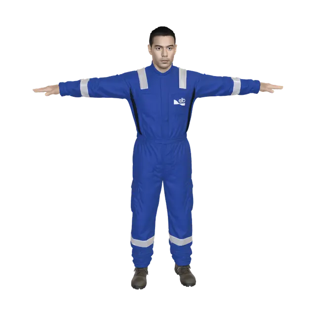 Model 3D T-Pose in Blue Safety Jumpsuit - Posed, dijana oleh AI