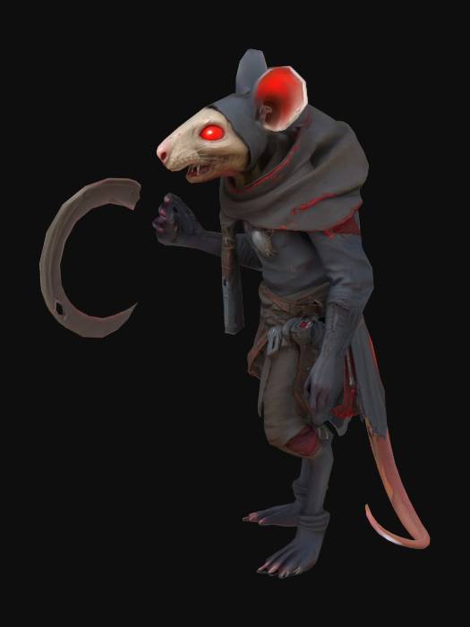 «A stylized 3D model of a bipedal rat-thief designed as a dungeon enemy ...