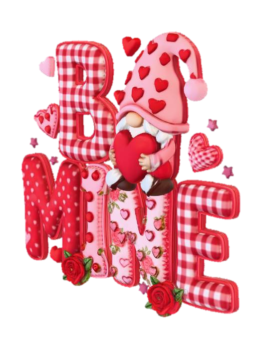 Valentine Gnome Celebration 3D model, vytvořený pomocí AI