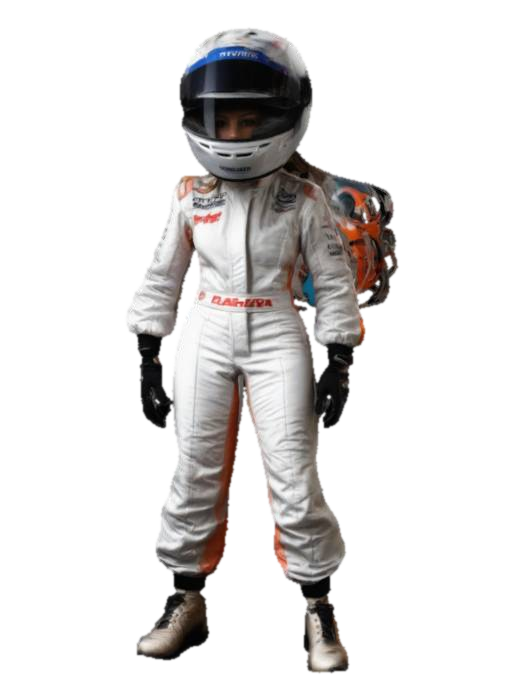 3D model for a female race driver wearing a helmet