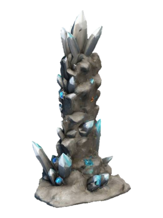 create a column. and add crystals all around its sides looks like spikes coming out of it.… 3D model, vytvořený pomocí AI