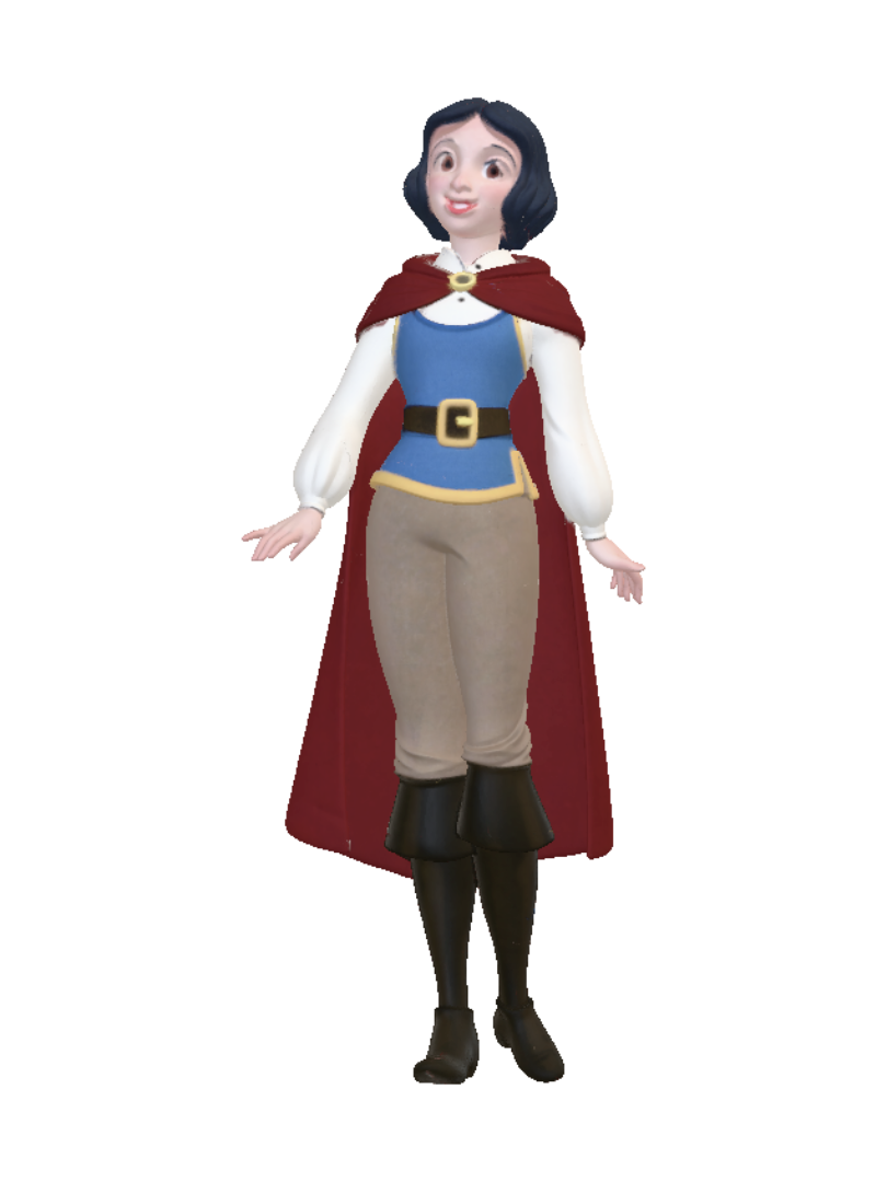Snow White (Travelling) 3D model, vytvořený pomocí AI
