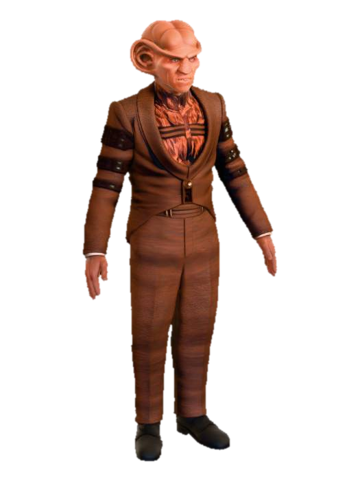 large-Eared Ferengi, standing as tall as he can. 3D model, vytvořený pomocí AI