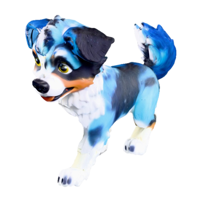 3D model for Bluey, a super-articulated square Australian-Shepheard, action-figure. #game figure#