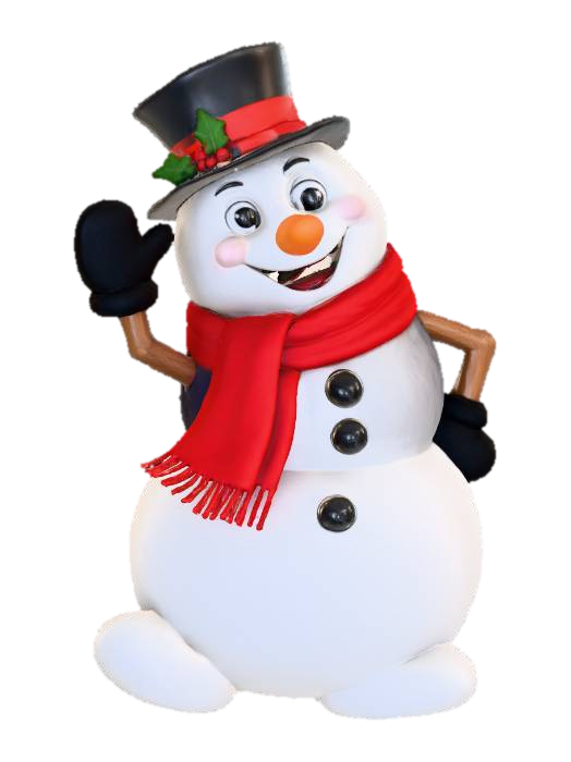 A Pixar-style Frosty the Snowman character, round snowball body, oversized expressive eyes,… 3D model, vytvořený pomocí AI