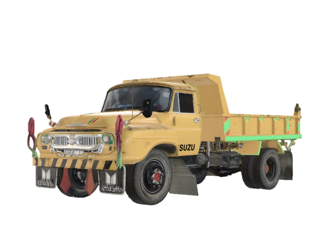 3D model for Yellow Isuzu dump truck in a park