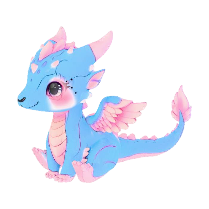 Pastel Dragonling 3D model, vytvořený pomocí AI