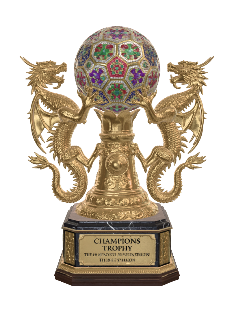 Dragon-Guarded Champions Trophy 3D model, vytvořený pomocí AI