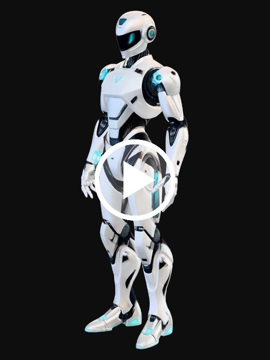 "A sleek futuristic humanoid robot with a polished white and chrome ...