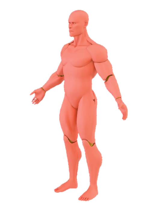 3D model for A poseable stylized humanoid figure with articulated friction joints for stop-motion animation, separate head, print-in-place (comes assembled) for 3d printing with single-colour printing. No facial expressions or hair.