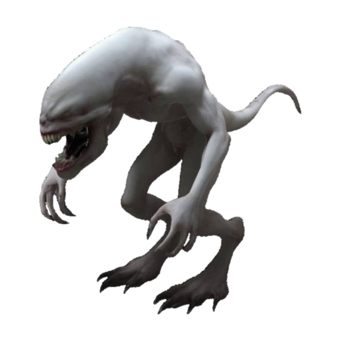 3D, fantasy, Dark, humanoid monster, large and thin, white skin, large face, no eyes, mouth… 3D model, vytvořený pomocí AI