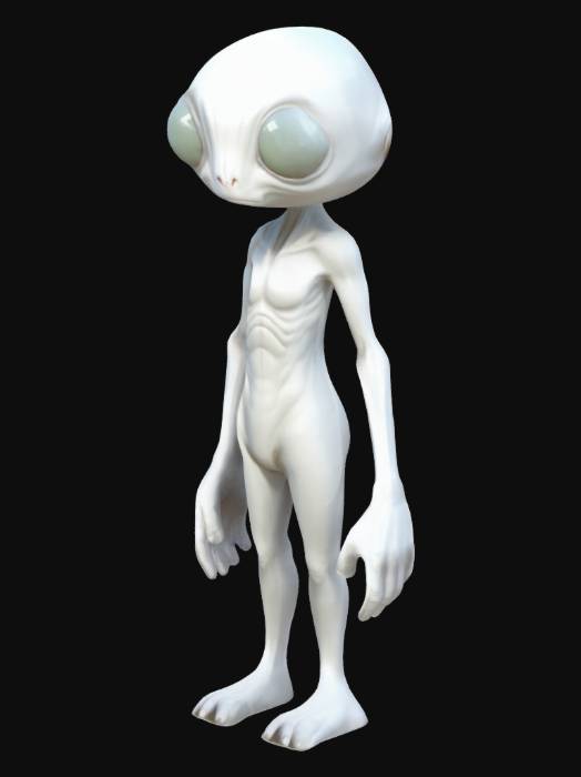 "Adorable white humanlike alien creature, T-pose, simplicity, low poly ...