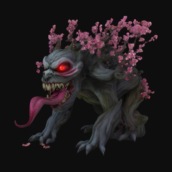 garden A Large Evil Cherry Blossom Tree Monster That Has Glowing garden A Large Evil Cherry Blossom Tree Monster That Has Glowing