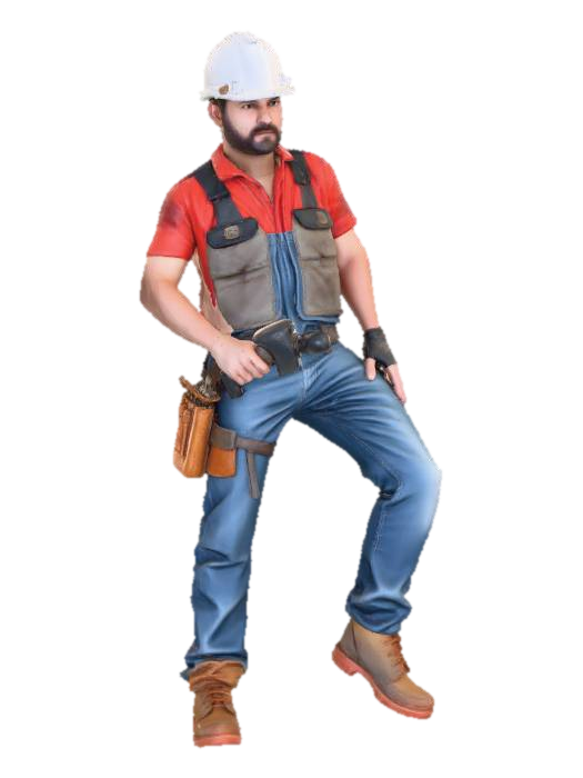 Model 3D Construction worker drilling with a jackhammer, dijana oleh AI