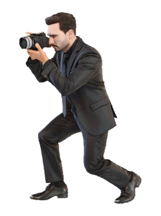 Photographer in Focus 3D model, vytvořený pomocí AI