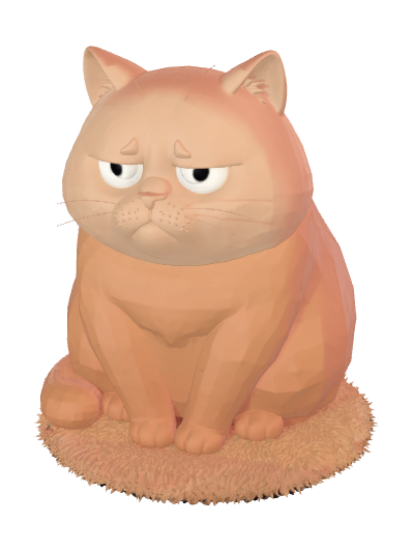 Grumpy Orange Tabby 3D model, vytvořený pomocí AI