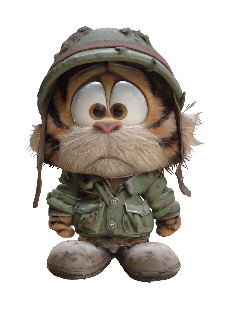 Rayn, The Smallest Soldier 3D model, vytvořený pomocí AI