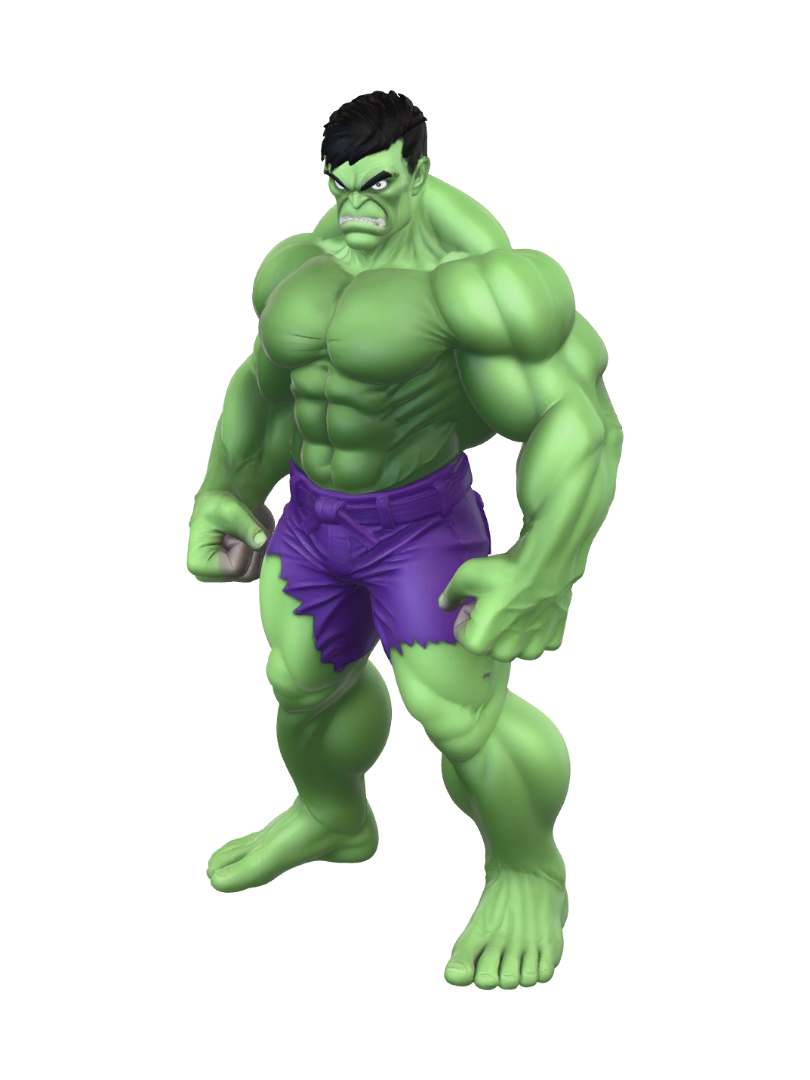 Bana 3D yazıcıdan desteksiz bir şekilde basılabilecek HULK karakteri oluştur 3D model, vytvořený pomocí AI