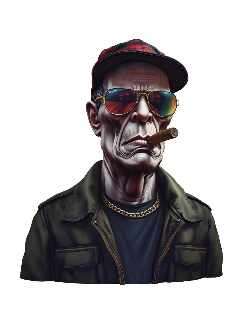 Vampire in Rainbow Shades 3D model, vytvořený pomocí AI