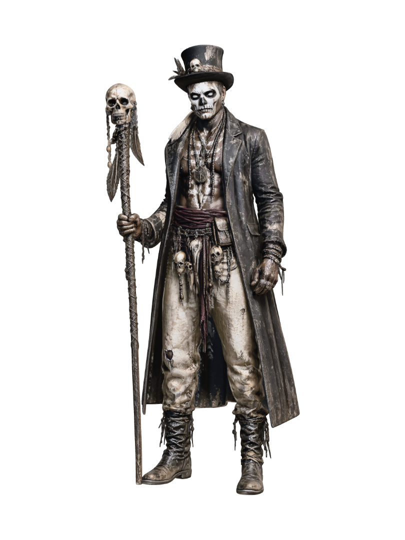 Skullbound Necromancer 3D model, vytvořený pomocí AI
