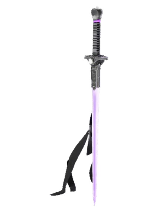 ## Void Saber * Look: Slim curved saber with a sharp, simple silhouette. * Materials:… 3D model, vytvořený pomocí AI