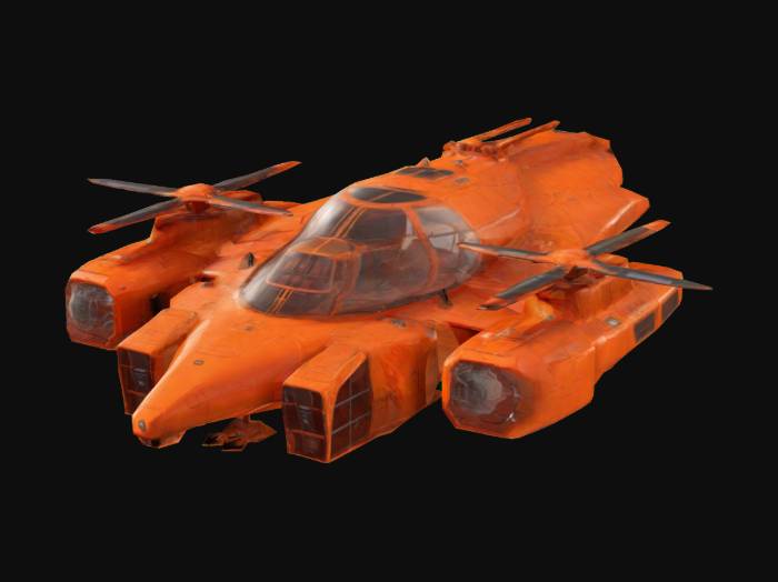 "Military VTOL hovercraft designed for flying on Mars. Four turbines ...