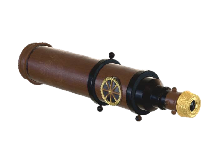 3D model for Pirate spyglass, black wood, dark metal