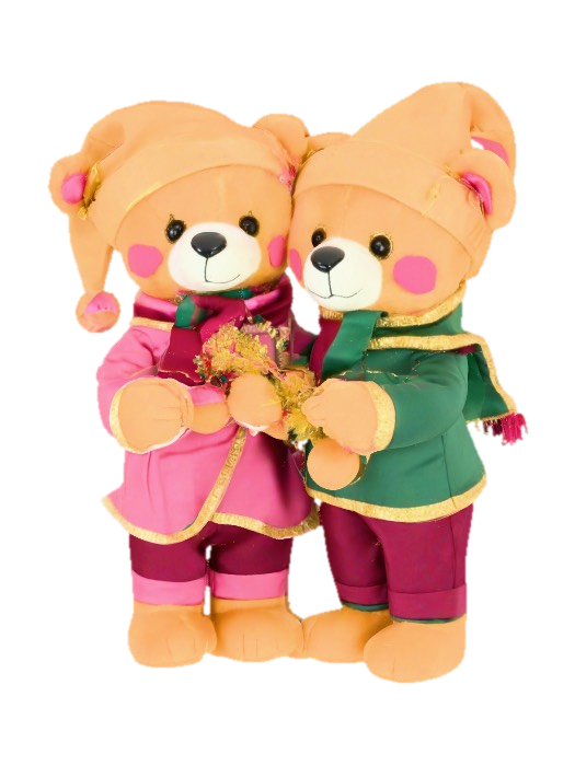 3D model for Girl and boy christmas party teddy bears. Dressed in colors of pink, burgundy, pine green, and gold. , #Christmas2025#