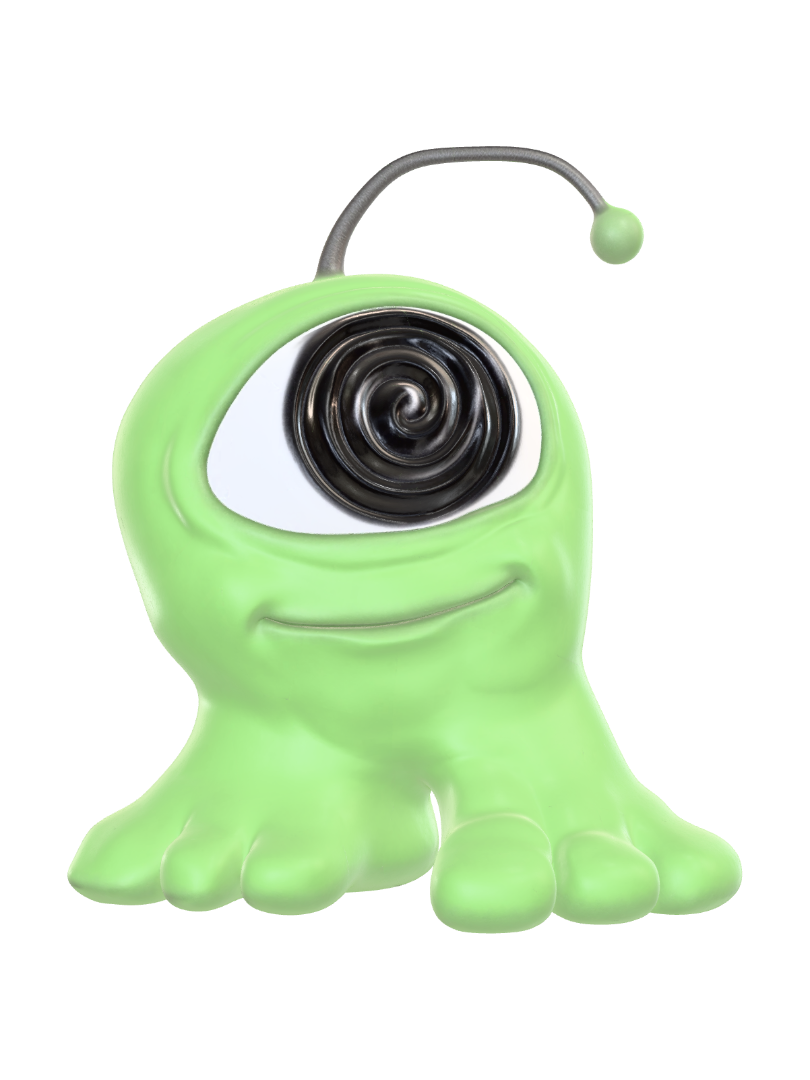 Modelong 3D ng One-Eyed Green Alien, ginawa ng AI