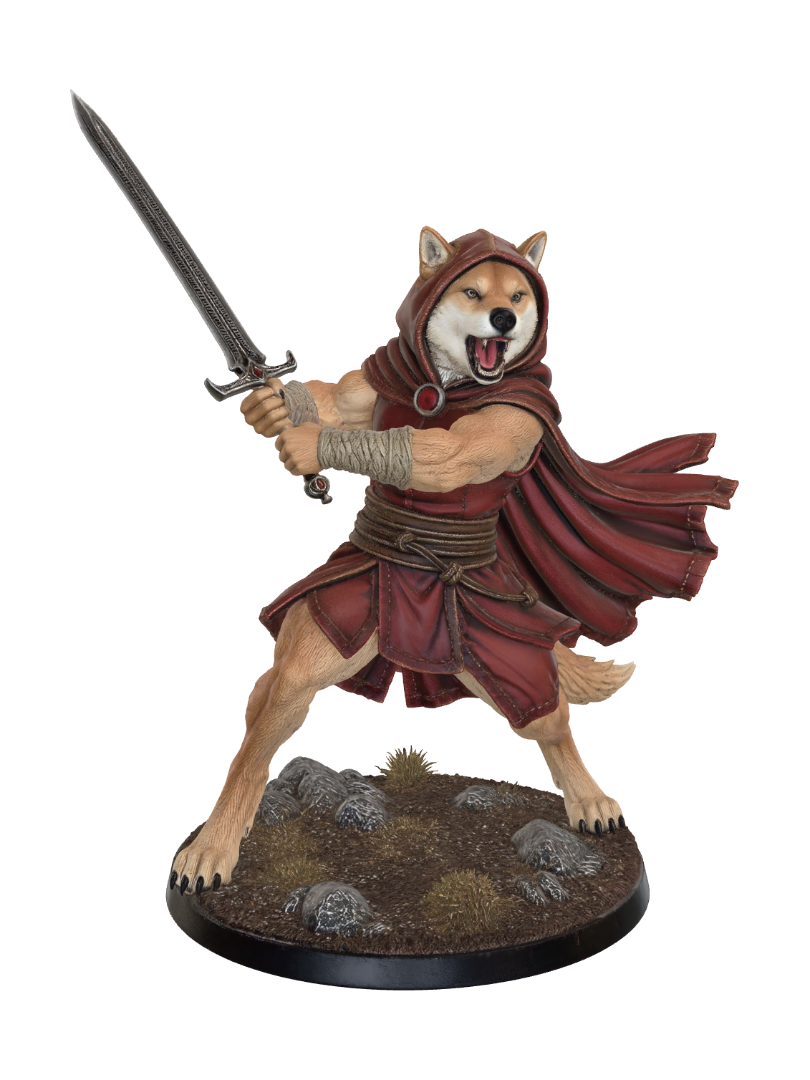 Crimson Wolf Knight 3D model, vytvořený pomocí AI
