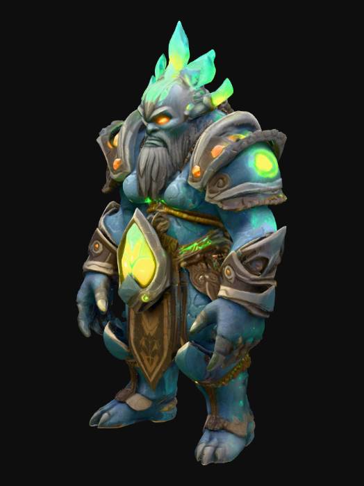 Stylized fantasy [character type] made of stone and glowing crystals ...