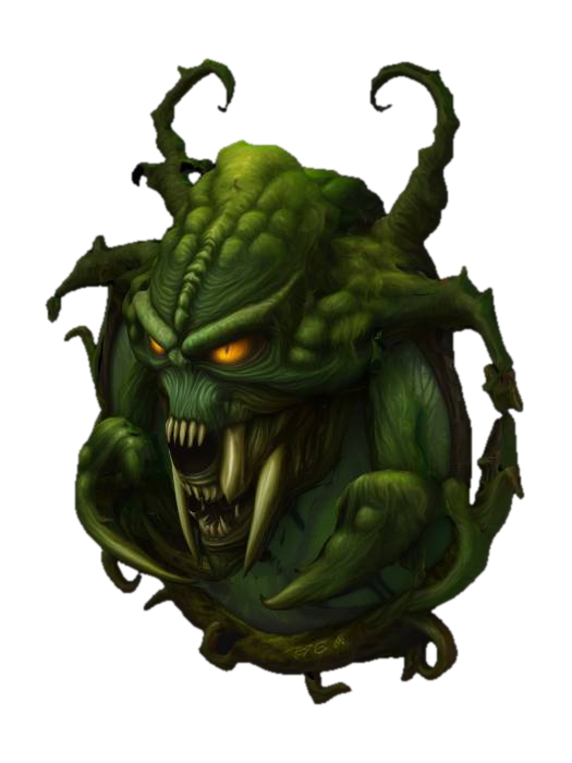 embleme with a swamp monster on it. , #emblem# 3D model, vytvořený pomocí AI