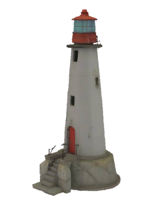 Lighthaus old and lost with mos and ranks. , #ocean# 3D model, vytvořený pomocí AI