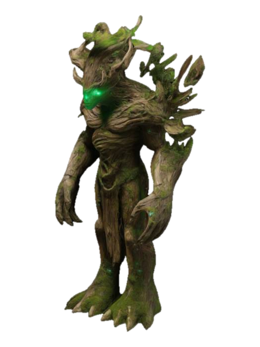 The Grove Keeper is a towering guardian made of bark, roots, and vines, standing at 7 feet… 3D model, vytvořený pomocí AI