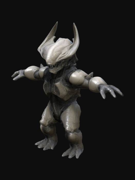 "Create a detailed, military armored alien NPC in a T-pose for an FPS ...