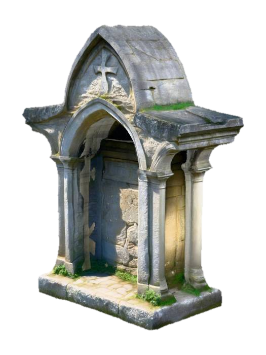 old medieval stone tomb 3D model, vytvořený pomocí AI
